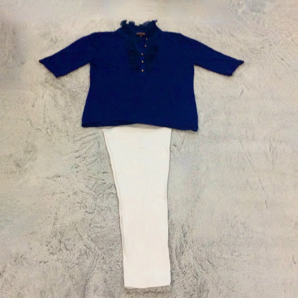 Adrienne Vittadini Studio 3/4 Sleeve Ruffle Top with Leggings Set